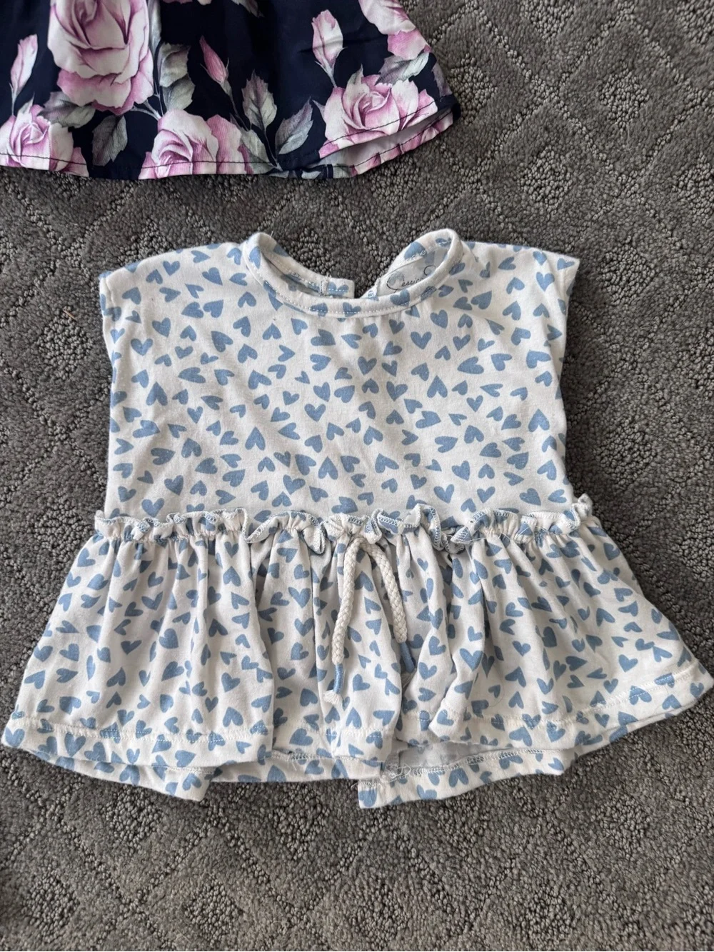 Baby Girl Clothing Lot - Heart Onesie + Floral Dressy Trendy Tops 18m